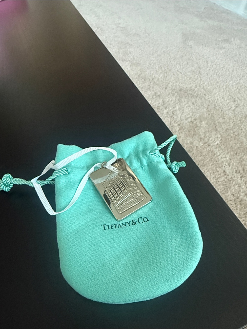 Tiffany & Co. Silver Tag Pendant with Signature Blue Pouch